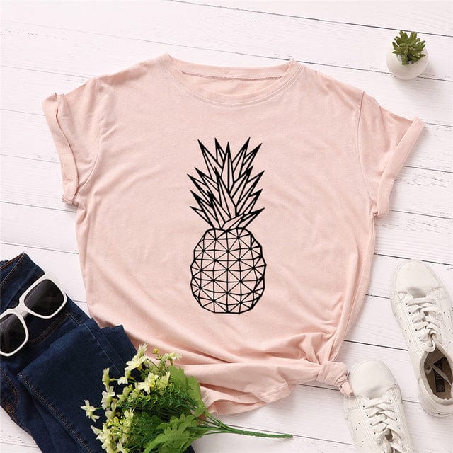 Spruced Roost T-Shirts A0476-fense / 4XL Pineapple Print O Neck T-Shirt - S-5XL - 11 Colors