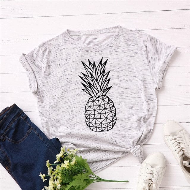 Spruced Roost T-Shirts 476-liuxingbai / XXXL Pineapple Print O Neck T-Shirt - S-5XL - 11 Colors