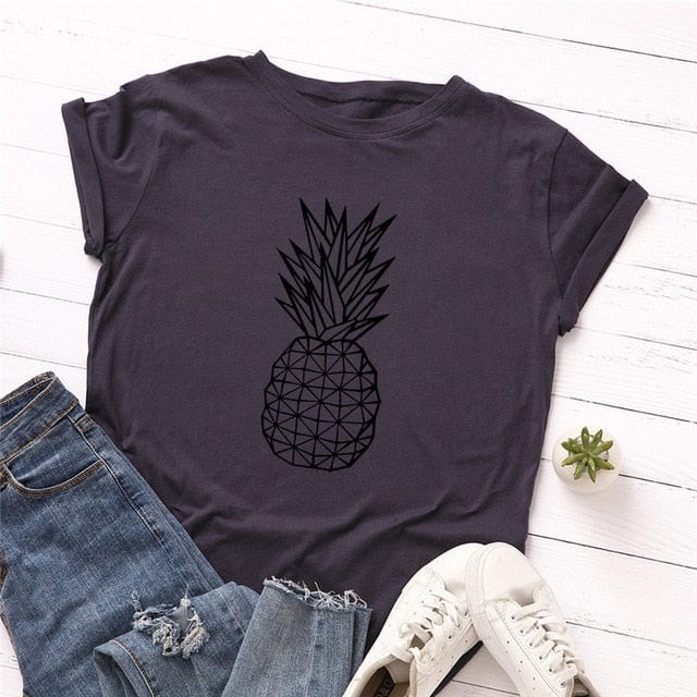 Spruced Roost T-Shirts A0476-zanglan / 4XL Pineapple Print O Neck T-Shirt - S-5XL - 11 Colors