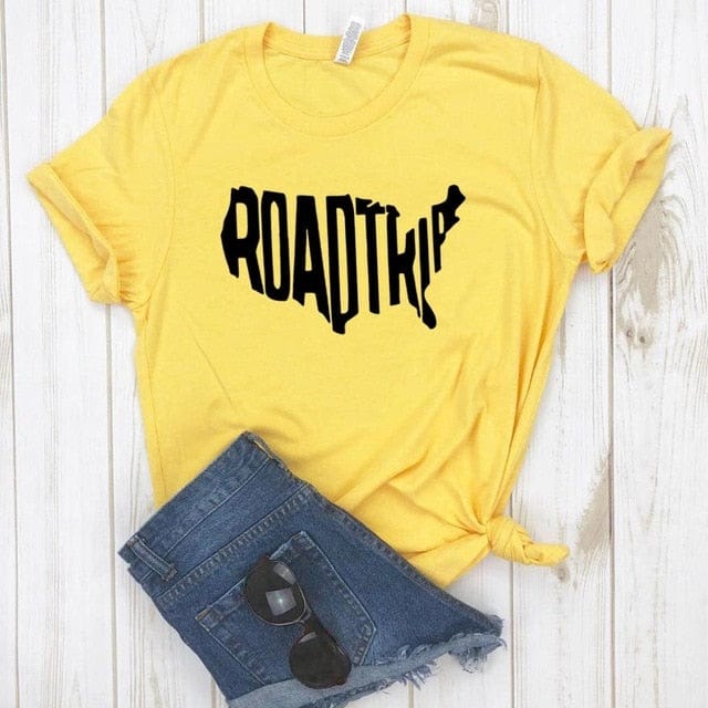 Spruced Roost T-Shirts Yellow / M Road Trip USA cotton T-shirt - XXS-3XL - 5 Colors