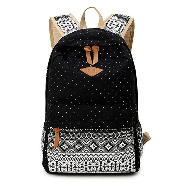 Spruced Roost Travel Bag Black Vintage Style Schoolbag Canvas Backpack - Large Capacity - 8 Colors