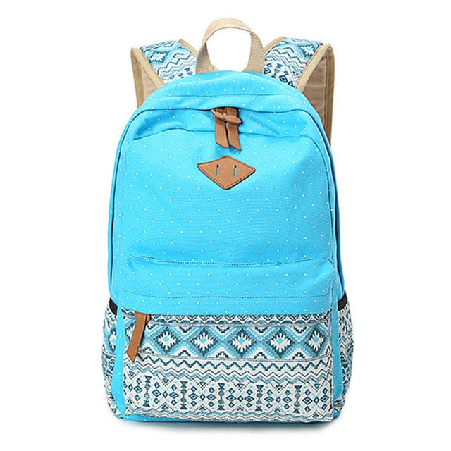 Spruced Roost Travel Bag Sky Blue Vintage Style Schoolbag Canvas Backpack - Large Capacity - 8 Colors