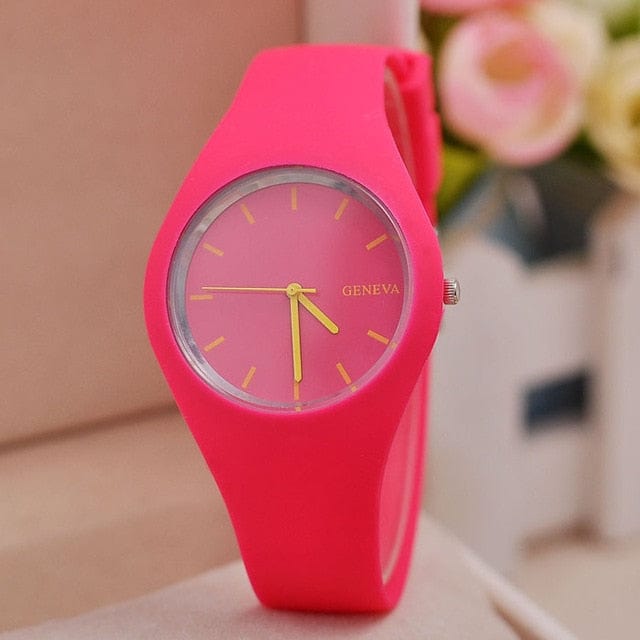 Dropshiping Store Watch Rose red Color Brigade Ultra-thin Silicone Strap Watch  - 12 Colors