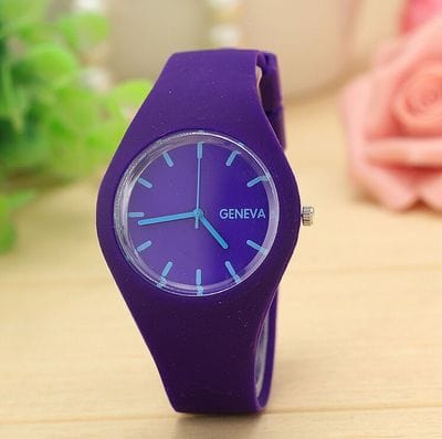 Dropshiping Store Watch Purple Color Brigade Ultra-thin Silicone Strap Watch  - 12 Colors