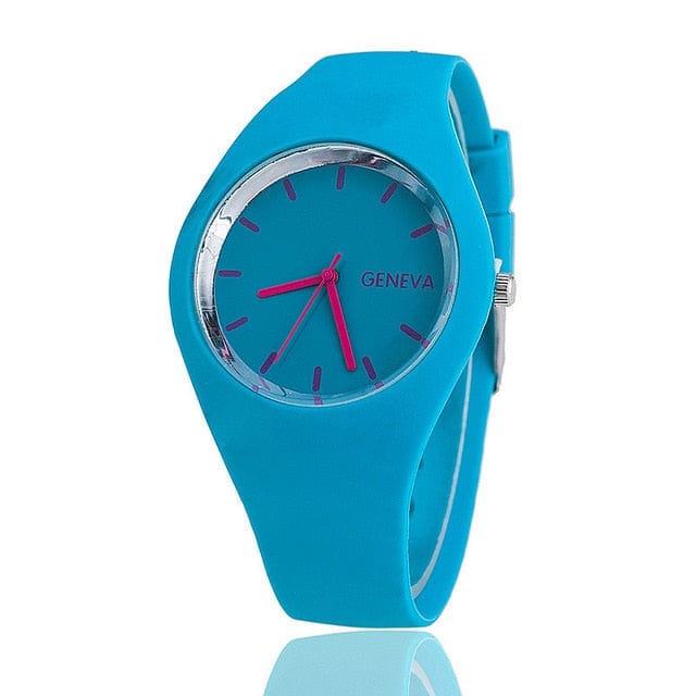 Dropshiping Store Watch Light blue Color Brigade Ultra-thin Silicone Strap Watch  - 12 Colors