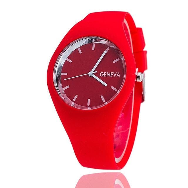 Dropshiping Store Watch Red Color Brigade Ultra-thin Silicone Strap Watch  - 12 Colors