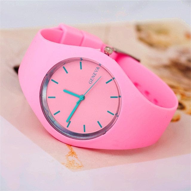 Dropshiping Store Watch Pink Color Brigade Ultra-thin Silicone Strap Watch  - 12 Colors