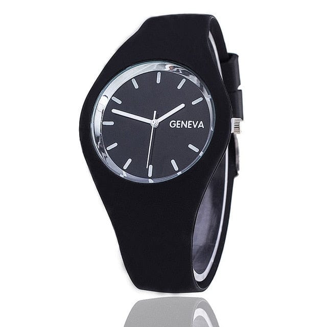 Dropshiping Store Watch Black Color Brigade Ultra-thin Silicone Strap Watch  - 12 Colors
