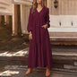 A- Get it Happy Women's A Wine Red / M Bohemian Shirt Dress Long Maxi Dress - M-5XL