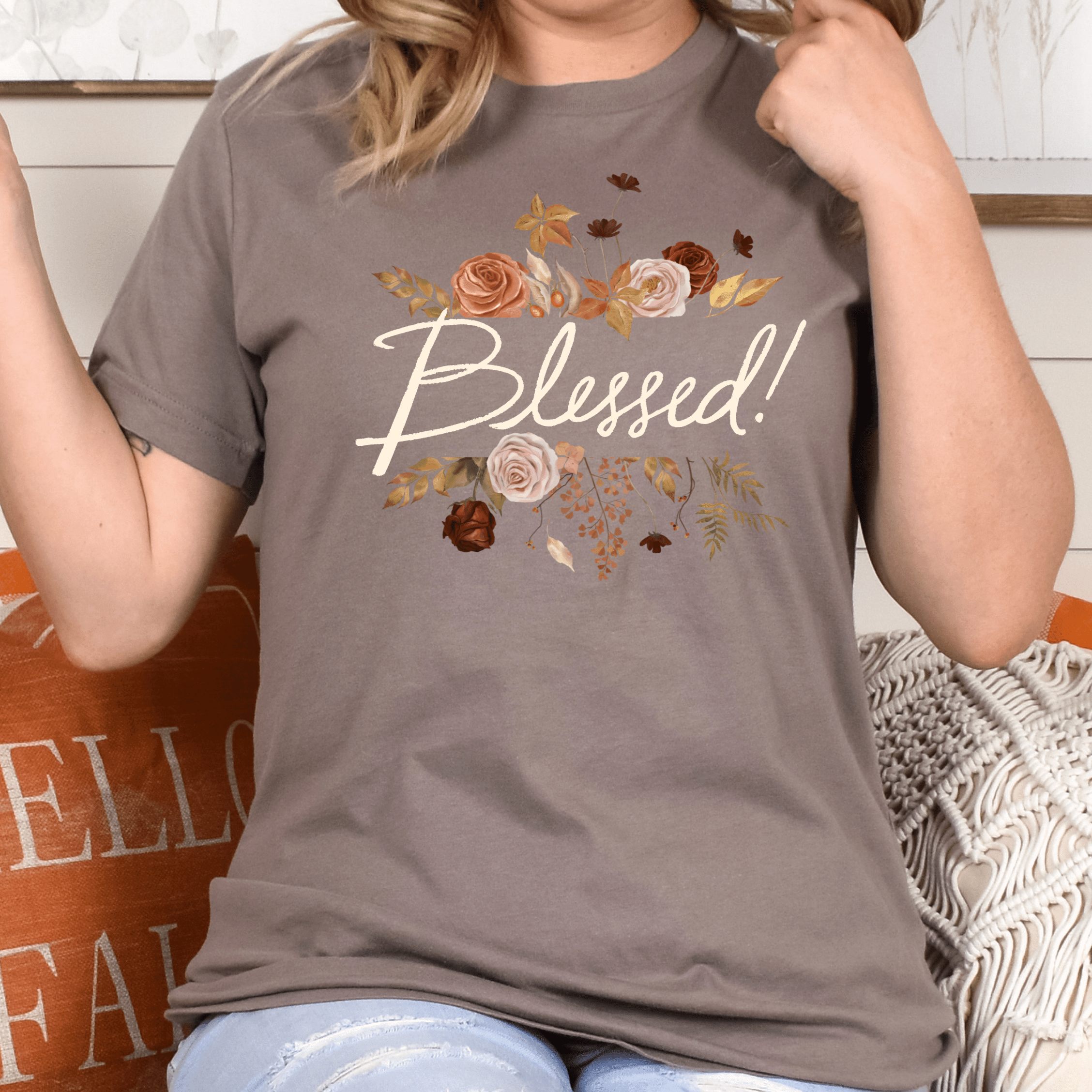Printify Women's Clothing Blessed Autumn Fall Tshirt - 7 Colors- S-3XL