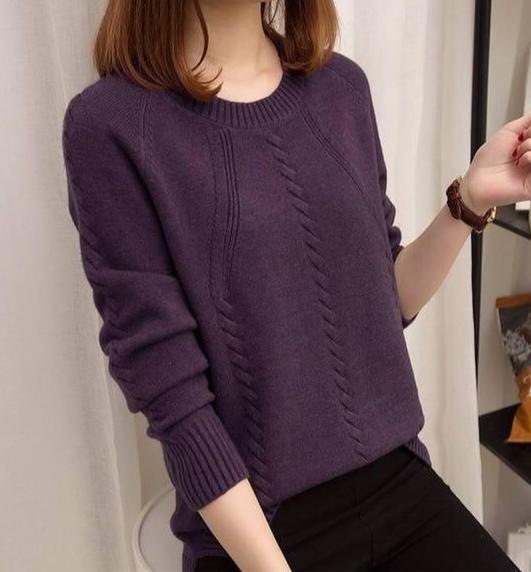 Vangull Official Store Women's Clothing deeppurple / M Cabled Cutie Sweater - M-3XL
