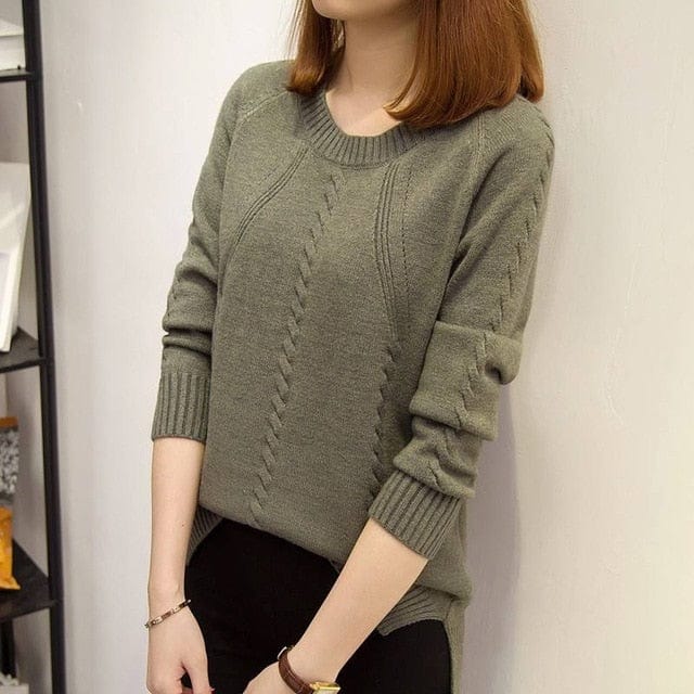 Vangull Official Store Women's Clothing Army Green / XXL Cabled Cutie Sweater - M-3XL
