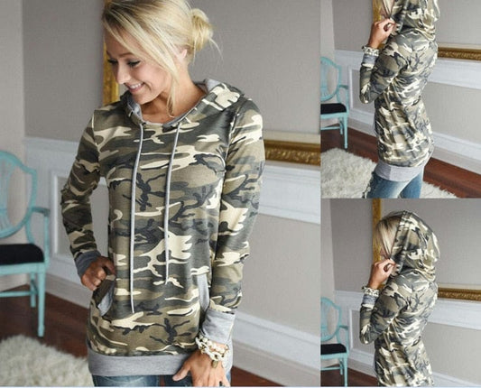 Spruced Roost Women's Clothing Camouflage Long Sleeve Lightweight Sweatshirt Hoodie Size: M-XXL