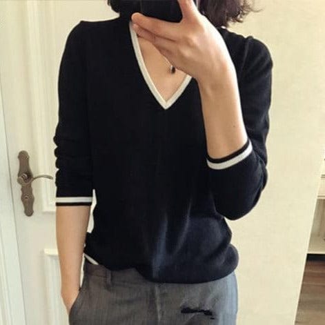 Lafarvie Official Store Women's Clothing Cashmere Soft Black Trim Sweater - S-2XL - 3 Colors