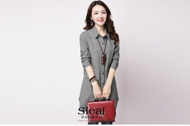 NIJIUDING Official Store Women's Clothing Classic Plaid Long-sleeved Shirt - M-2XL - 2 Plaids