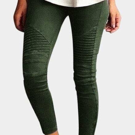 Spruced Roost Women's Clothing Green / S Distressed Cotton Pleated Pants Jeans S-XL, 5 Colors