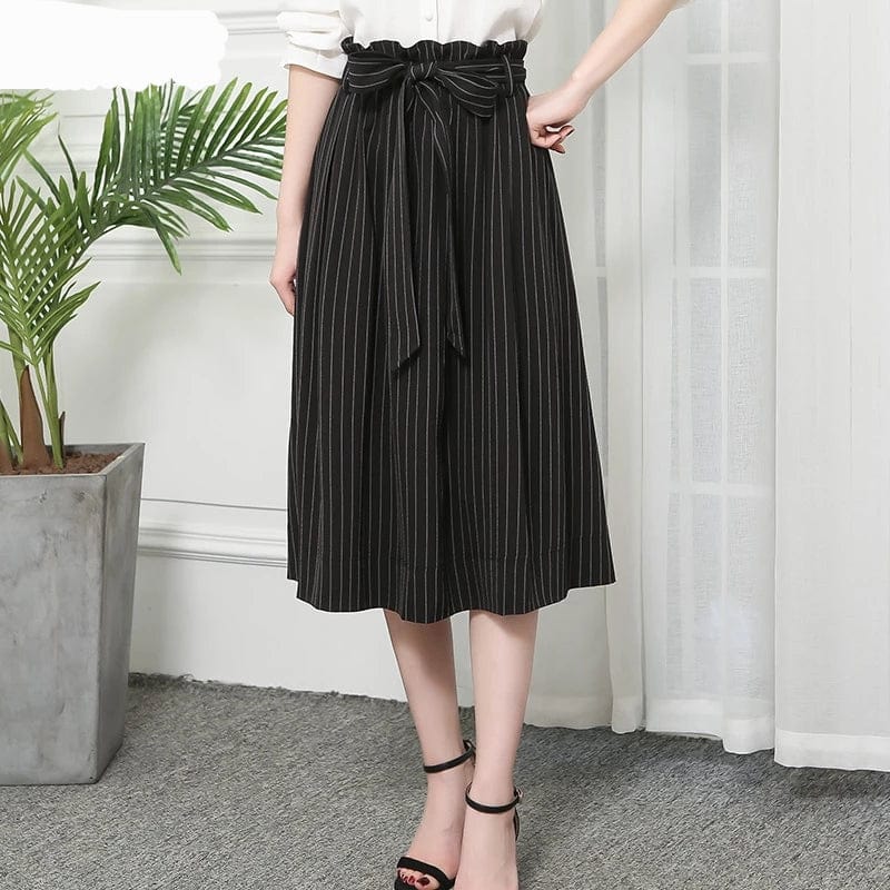 Spruced Roost Women's Clothing Black / XL Flare Hem High Waist Midi Skirt Size - S-7XL