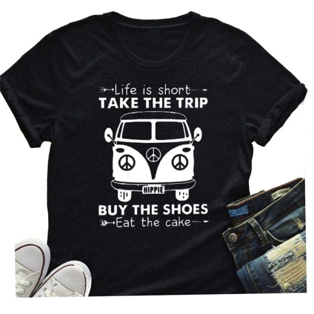 Spruced Roost Women's Clothing Black / XXXL Life Is Short Take The Trip - T-Shirt - S-3XL