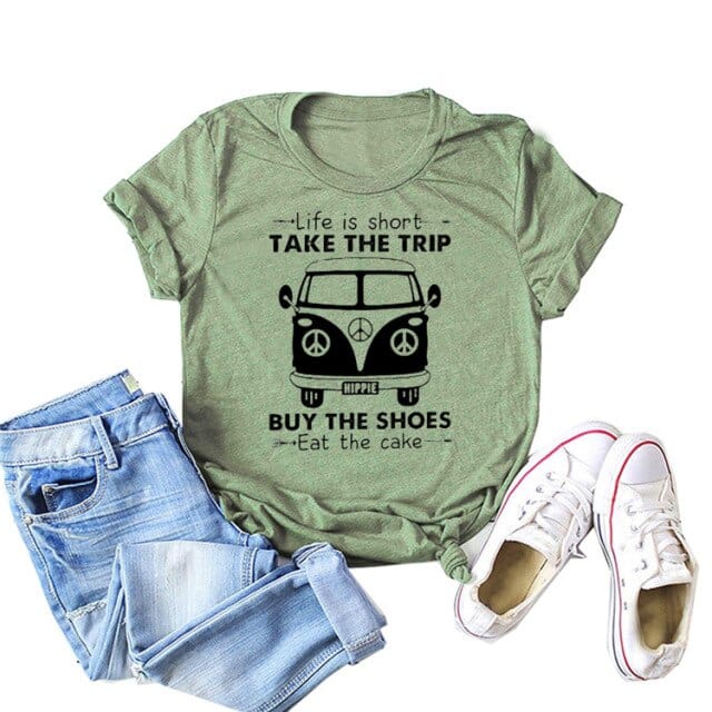 Spruced Roost Women's Clothing Army Green / S Life Is Short Take The Trip - T-Shirt - S-3XL