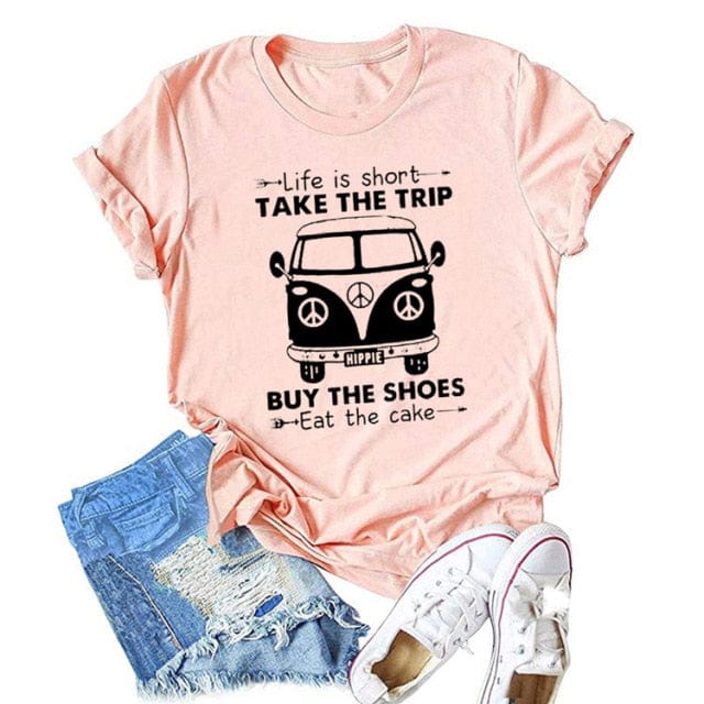 Spruced Roost Women's Clothing Pink / XL Life Is Short Take The Trip - T-Shirt - S-3XL