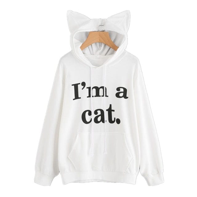 Spruced Roost Women's Clothing WE / L Long Sleeve "I'm a Cat" Hoodie Sweatshirt Sizes - S-3XL - 7 Colors