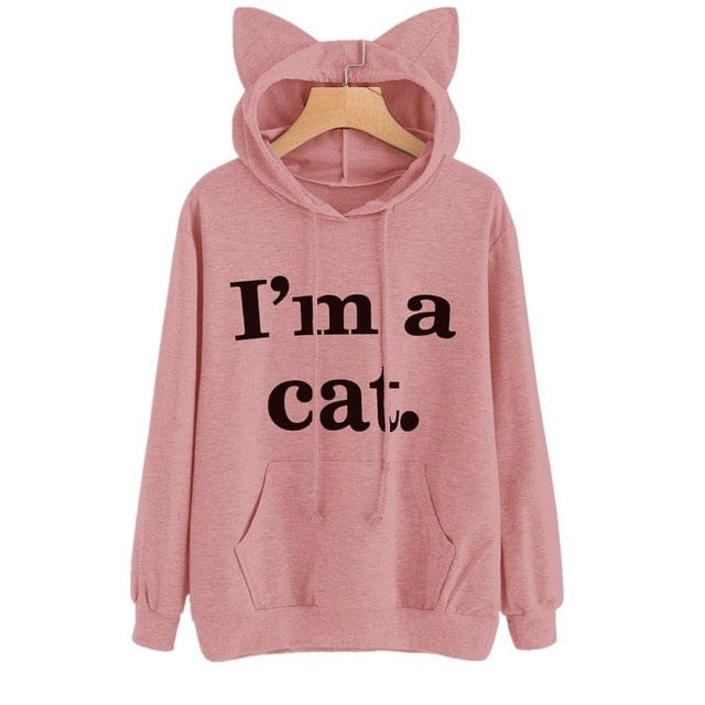 Spruced Roost Women's Clothing PK / L Long Sleeve "I'm a Cat" Hoodie Sweatshirt Sizes - S-3XL - 7 Colors