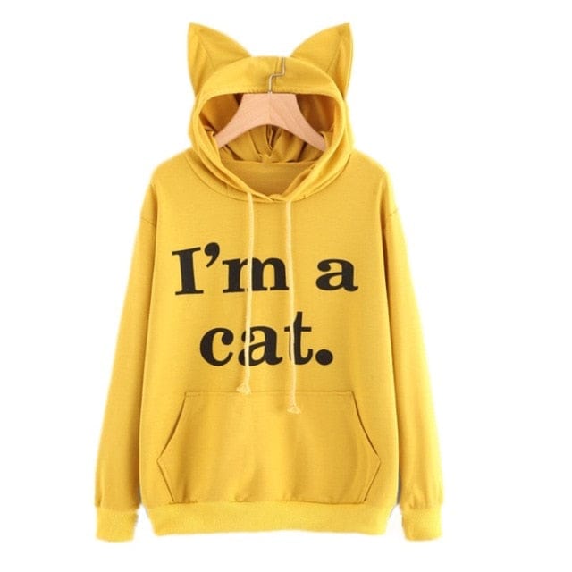 Spruced Roost Women's Clothing YW / L Long Sleeve "I'm a Cat" Hoodie Sweatshirt Sizes - S-3XL - 7 Colors