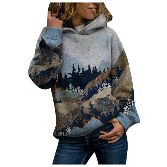 Exquisite GarmentS Store Women's Clothing 1001 / XL / United States Majestic Mountain and Earth Printed Hooded Shirt - 10 Styles - S-3XL