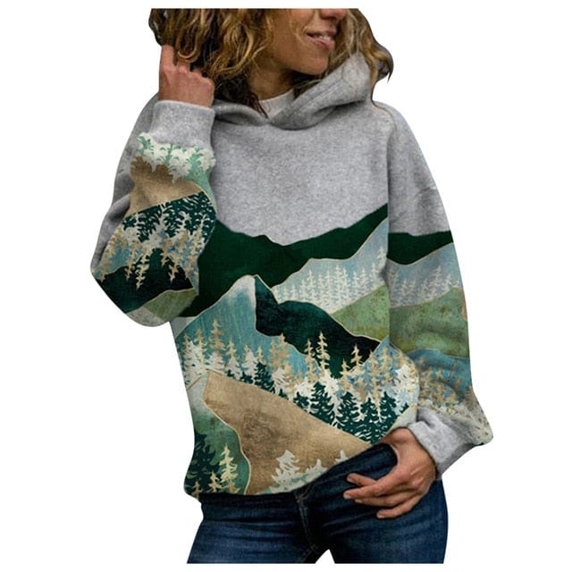 Exquisite GarmentS Store Women's Clothing 1007 / M / United States Majestic Mountain and Earth Printed Hooded Shirt - 10 Styles - S-3XL