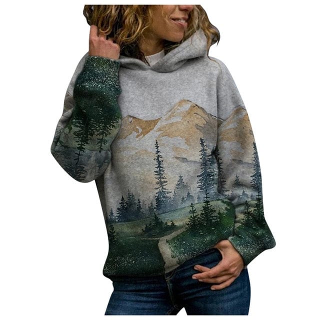 Exquisite GarmentS Store Women's Clothing 1005 / M / United States Majestic Mountain and Earth Printed Hooded Shirt - 10 Styles - S-3XL