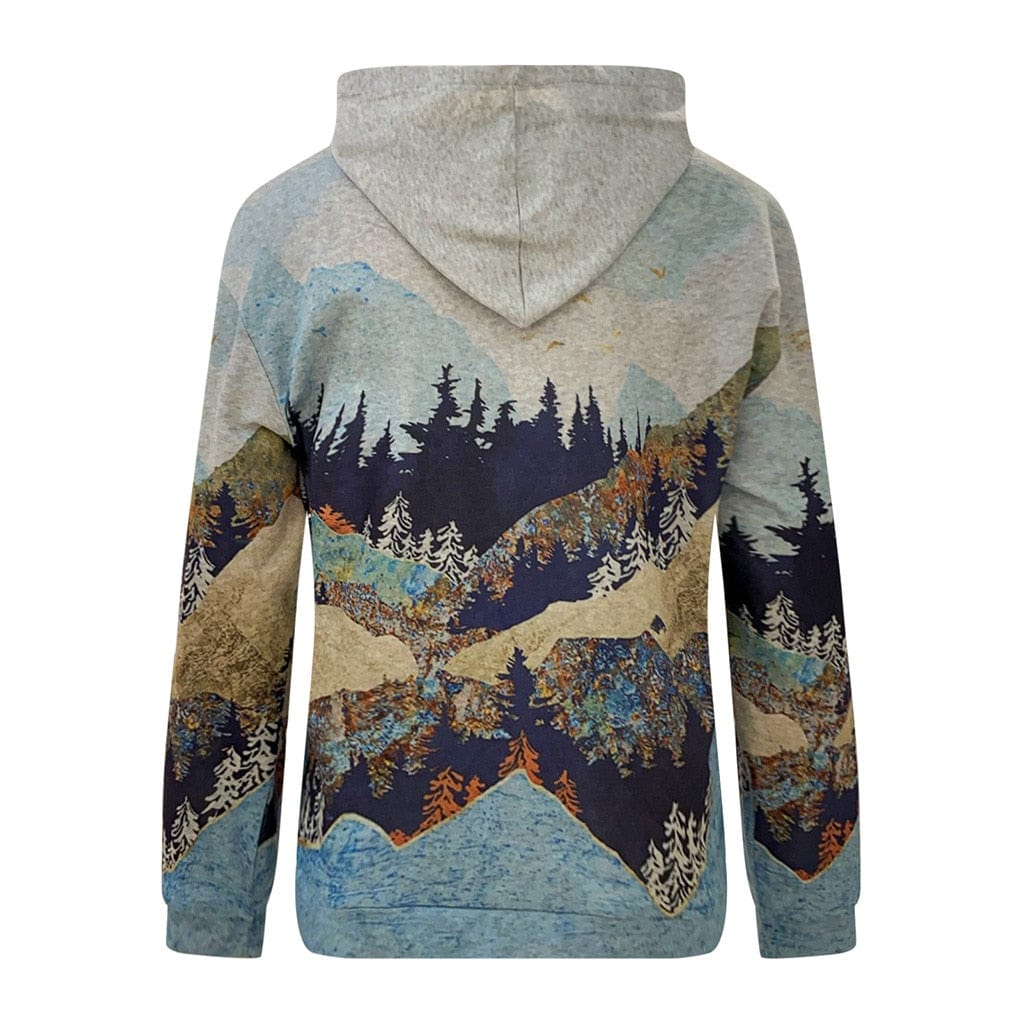 Exquisite GarmentS Store Women's Clothing Majestic Mountain and Earth Printed Hooded Shirt - 10 Styles - S-3XL