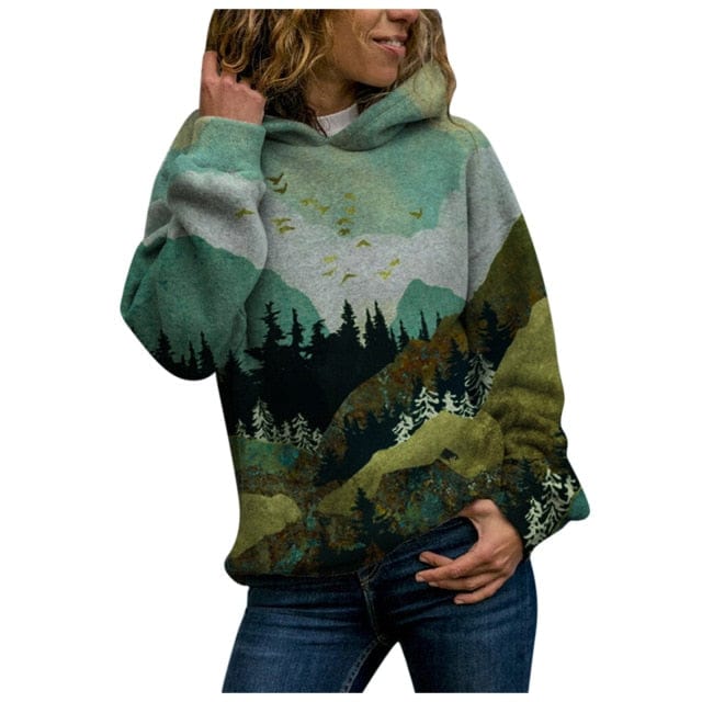 Exquisite GarmentS Store Women's Clothing 1009 / XL / United States Majestic Mountain and Earth Printed Hooded Shirt - 10 Styles - S-3XL