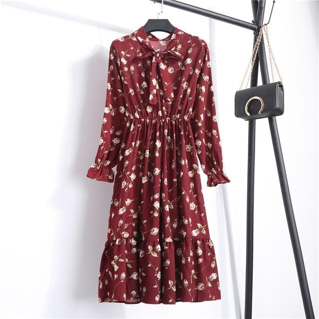 Spruced Roost Women's Clothing No.7 / L Savannah Chiffon Floral Dress - 10 Colors/prints - S-XL