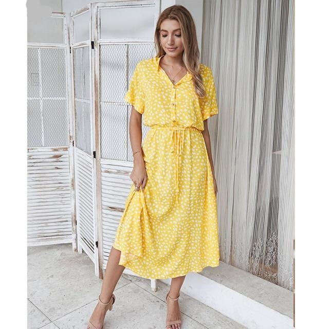 Shein Women's Clothing Yellow / XL Surrey Summer Midi Dress - XS-XL - 8 Styles