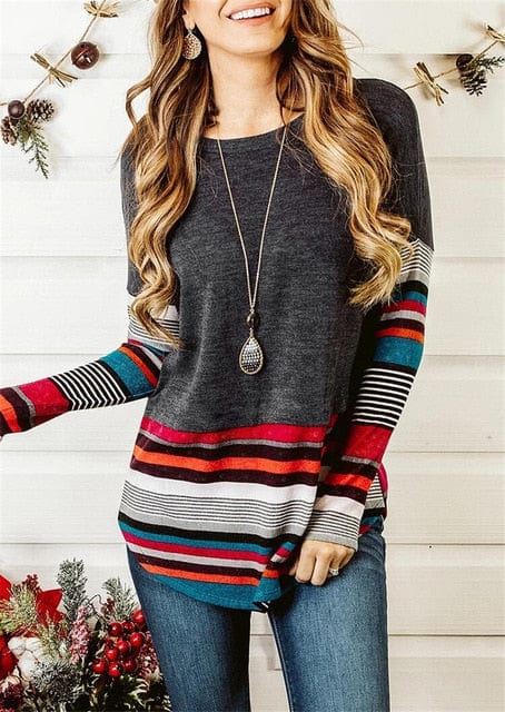 Lusofie Official Store Women's Clothing gray / M / United States Texas Stripes Long Sleeved Top -  S-2XL - 5 Colors