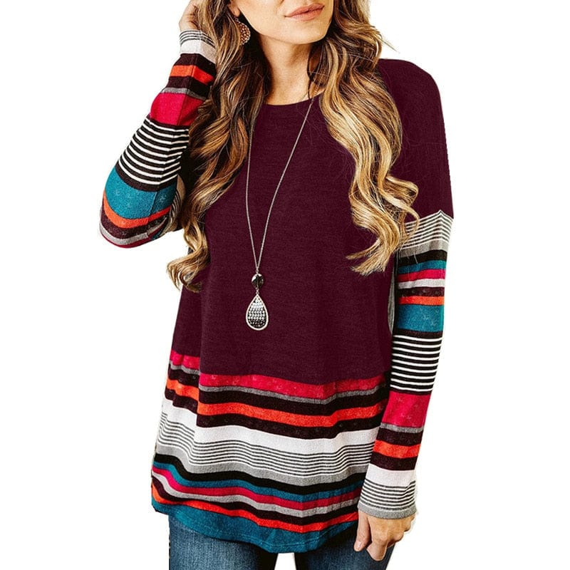 Lusofie Official Store Women's Clothing Claret / L / United States Texas Stripes Long Sleeved Top -  S-2XL - 5 Colors