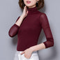 Soperwillton Women's Clothing Burgundy / XXL Thin Soft Long Sleeve Turtleneck - M-3XL -