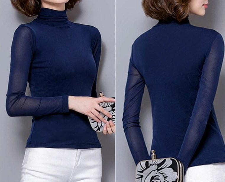 Soperwillton Women's Clothing Thin Soft Long Sleeve Turtleneck - M-3XL -