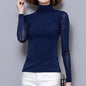 Soperwillton Women's Clothing Blue / XXL Thin Soft Long Sleeve Turtleneck - M-3XL -