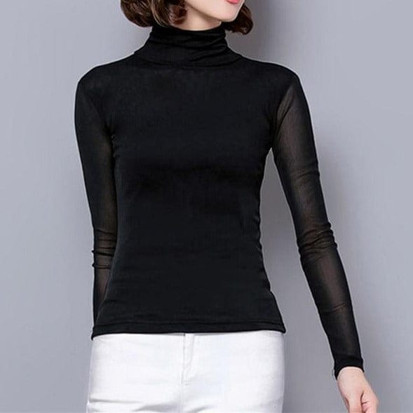 Soperwillton Women's Clothing Black / XXL Thin Soft Long Sleeve Turtleneck - M-3XL -