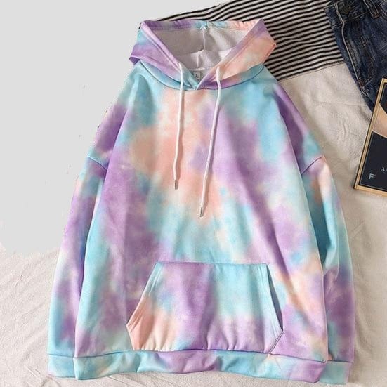 Fantasy Clothes Store Women's Clothing Blue / M / United States Tie-Dyed Hooded Thin Sweatshirt - M-3XL - 3 Colors