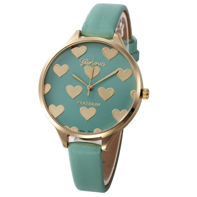 Spruced Roost Womens Watches E - Mint Heart Pattern Women PU Leather Quartz Watch - 10 Colors