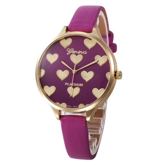Spruced Roost Womens Watches F - Purple Heart Pattern Women PU Leather Quartz Watch - 10 Colors