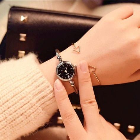 Spruced Roost Womens Watches Silver black Mesh Stainless Steel Quartz Wrist Watch - Silver/Gold